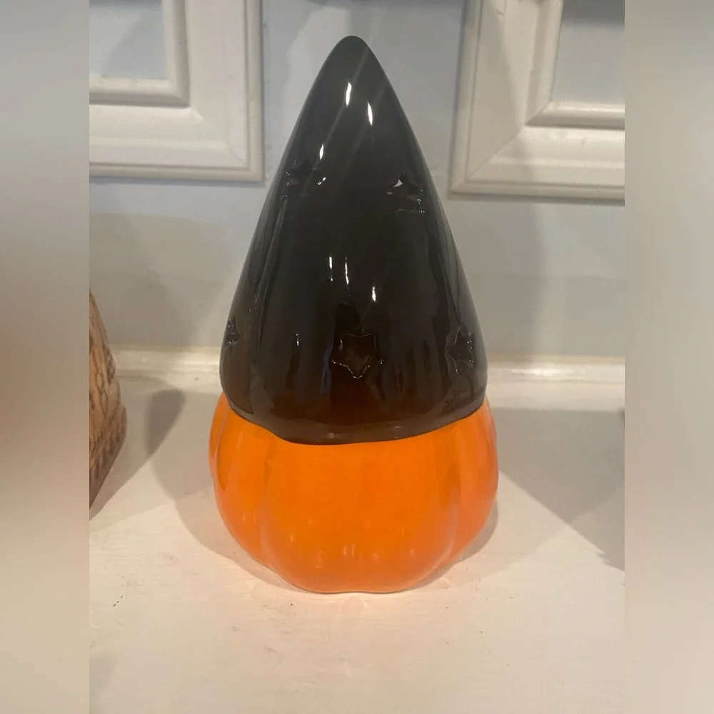 Target Lighted Ceramic Halloween Wizard Gnome Orange & Black Battery Operated